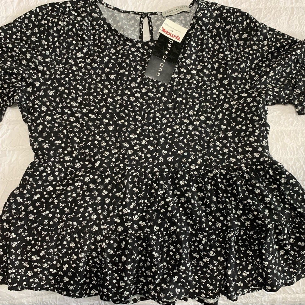 Paper Crane Ditsy Floral Cottagecore Peplum Top. Size Small.